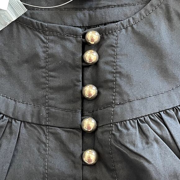 J.Crew Shirred Popover Top Cotton Poplin Long Sleeve Office Date CI522 Black XXS - Picture 5 of 15